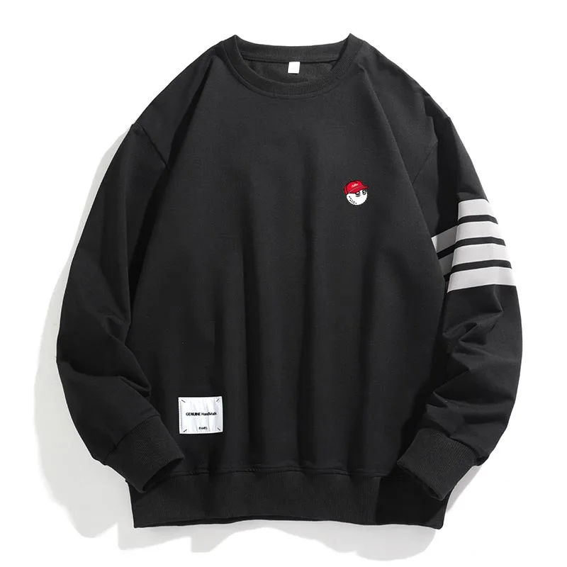 Malbon Spring and autumn men's golf hoodie striped round neck loose long sleeve pullover