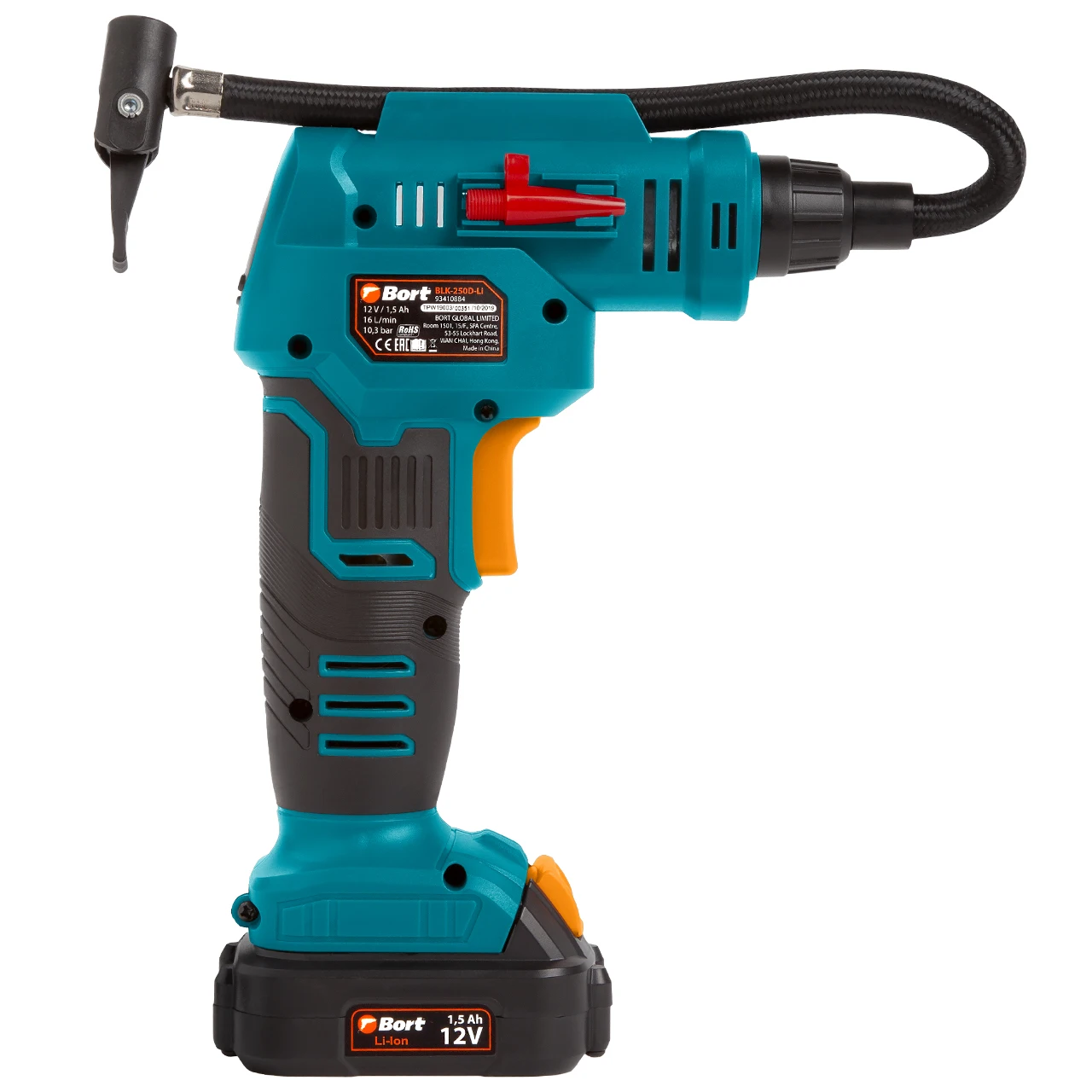 Компрессор автомобильный Bort BLK 250D Li (Работа от ion аккумулятора и прикуривателя