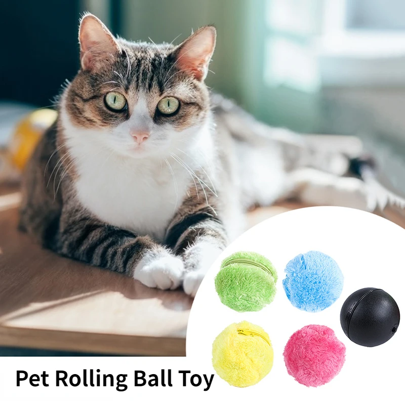 

Rolling Ball Dogs Toy Automatic Moving Pet Interactive Funny Ball Toys Dog Cat Chew Plush Electric With 4 Covers Pet Products