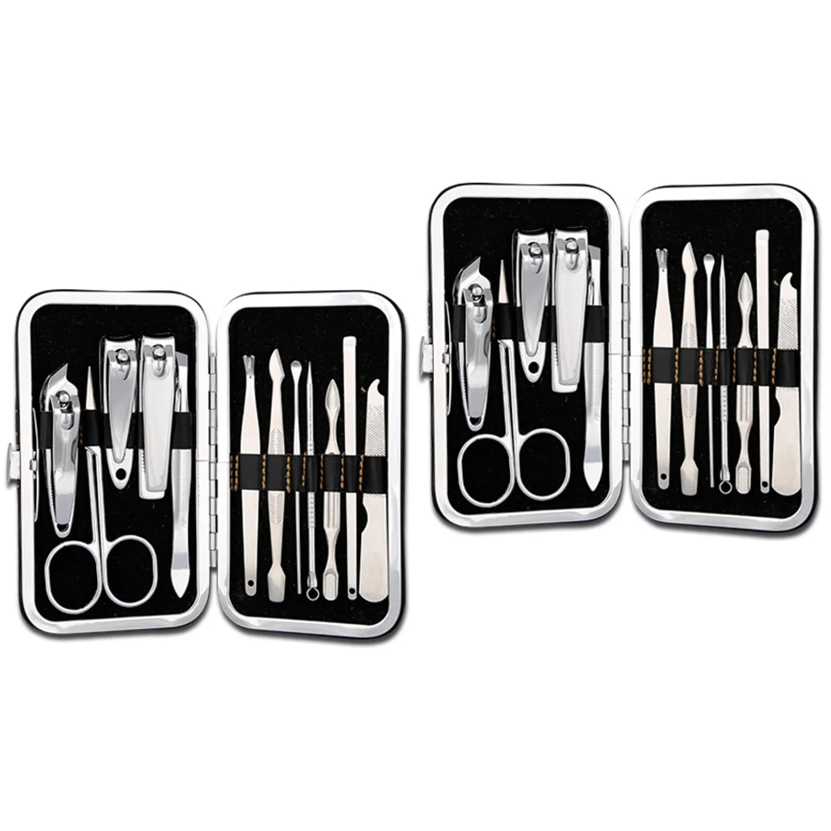 

24 Pcs Nail Clipper Travel Set Stainless Steel Nail Manicure Kit Nail Scissors Grooming Kit with Storage Case(Black Case)