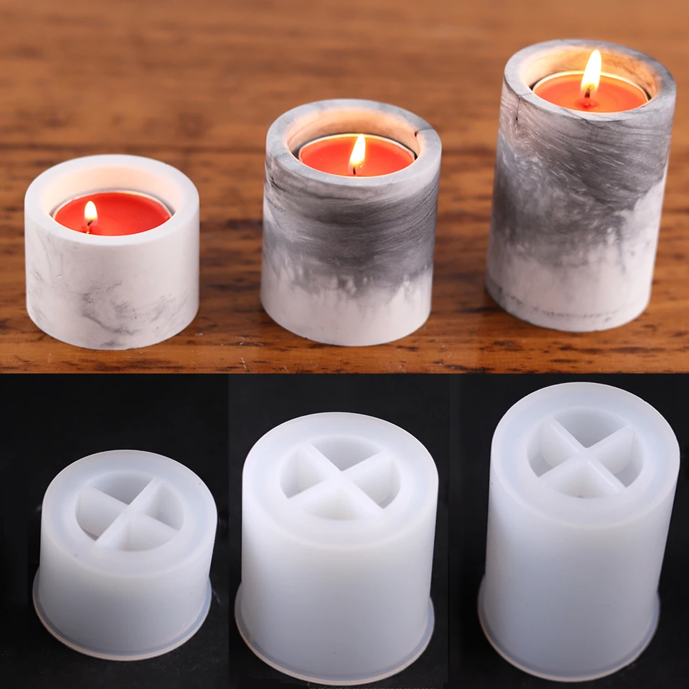 

Candle Holder Silicone Mold Handmade Cylindrical Candlestick Plaster Cement Concrete Mould Epoxy Resin Craft Making Home Decor