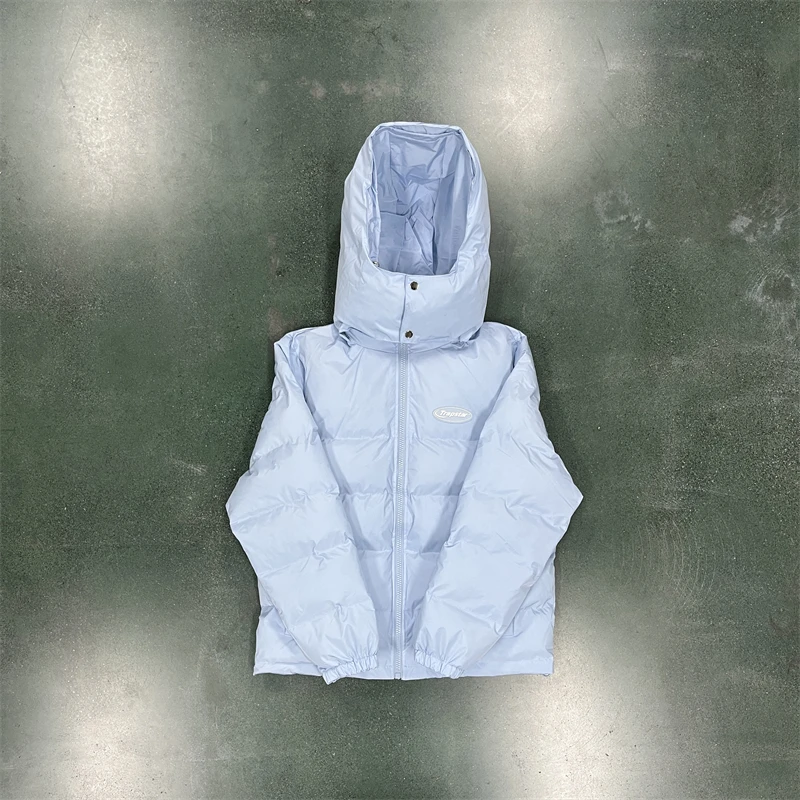 

Trapstar Hoodie Men ICE BLUE HYPERDRIVE DETACHABLE HOOD PUFFER JACKET 1:1 Top Quality Embroidered Women Down Coat