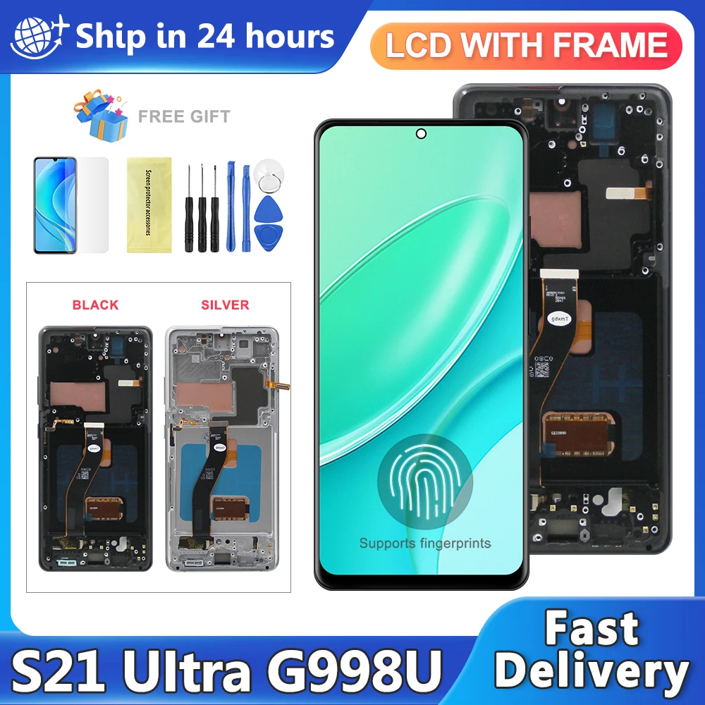 OLED для Samsung Galaxy S21 Ultra 5G G998B G998B/DS ЖК-дисплей цифровой сенсорный экран S21Ultra дисплей