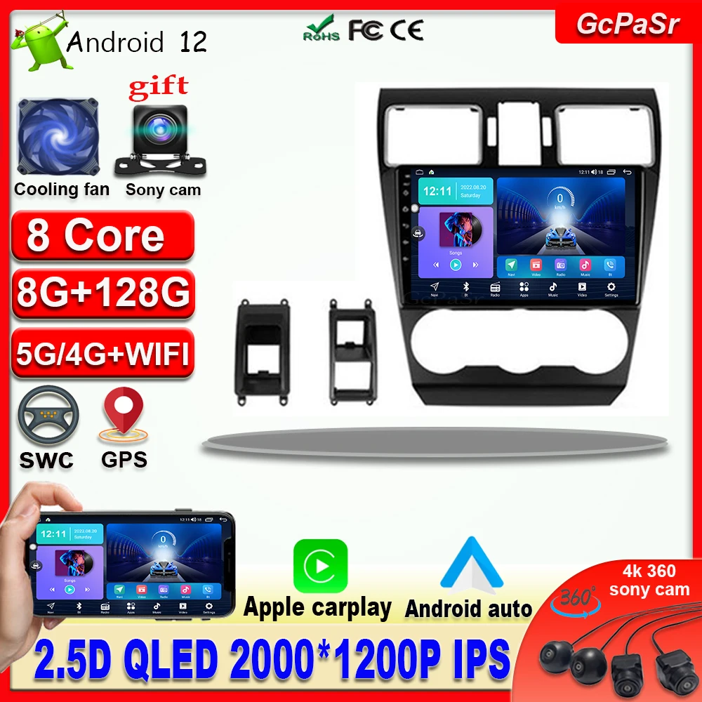 Wireless carplay QLED IPS Screen Android 12 Car Radio Player For Subaru Forester 4 SJ 2016 - 2018 GPS Navigation Carplay Auto |