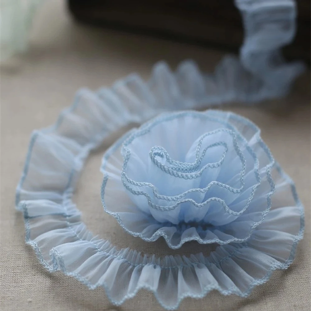 

1M Candy-Colored Super Yarn Folded And Densely Sewing Trimmings Chiffon Material 3CM Lace Fabric Doll Accessories Hem Skirt L-21