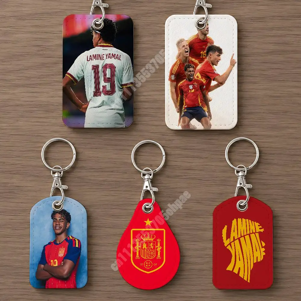 Фото Кожаный брелок-картхолдер Spain Football L-Lamine 19 Y-Yamal для Airtag и багажных бирок, повседневный чехол для трекера №1