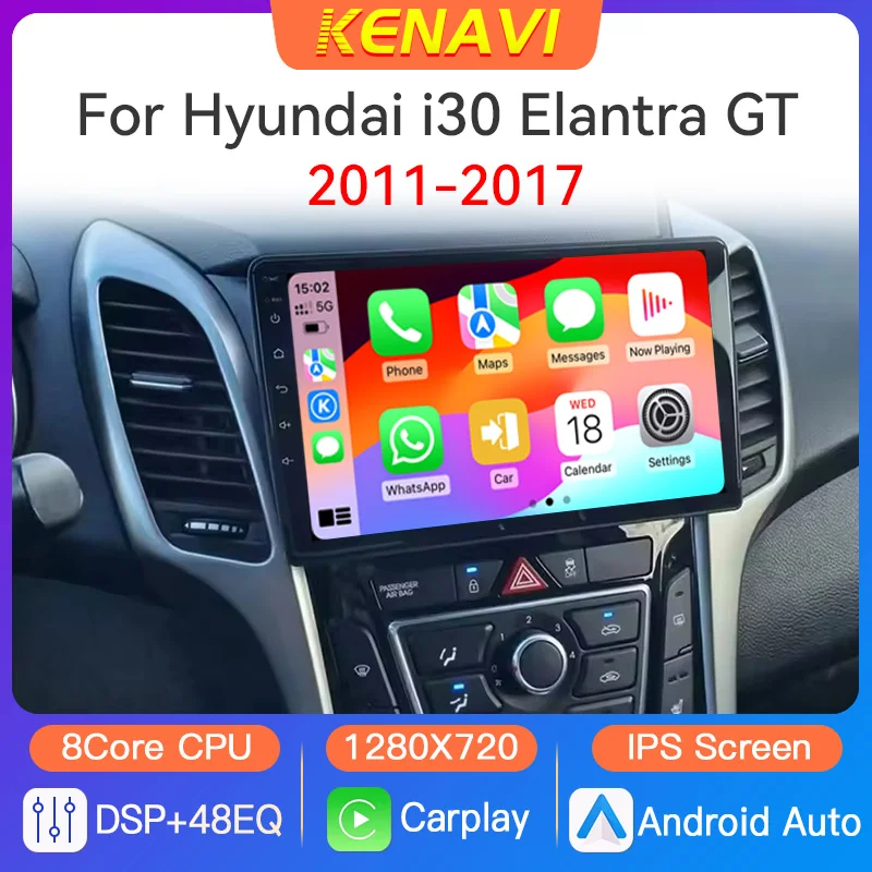 Фото Автомобильный стерео радио, мультимедийный видеоплеер для Hyundai i30 Grand Elantra Grant 2011-2017 GPS Carplay Android Auto 2Din, головное устройство №1