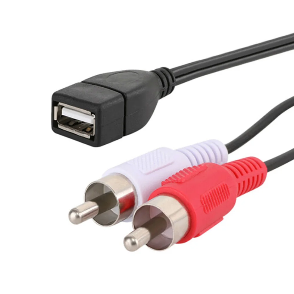 

1.5 M USB A Female To 2 RCA Male Plug Audio Video Extension Cable Cord Audio Adapter Flush Mount AUX Stereo