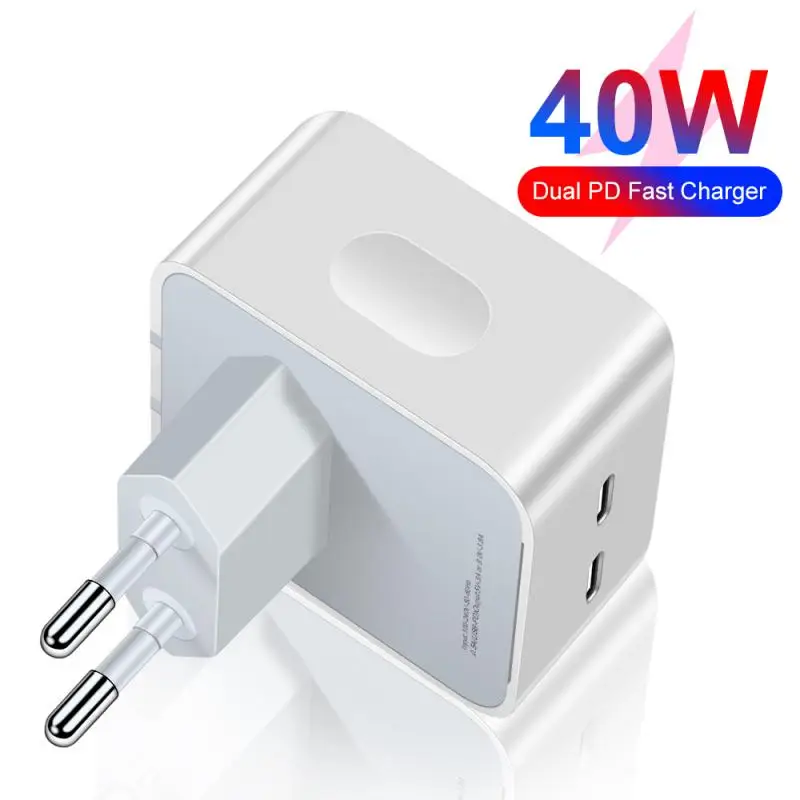 

Type C Port Dual Type-c Charging Head For Travel Pd40w Fast Charger Eu Uk Power Adapter Quick Charge Adapter Fast Charge