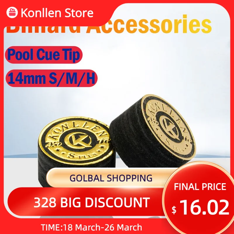 

Original KONLLEN Billiards Pool Cue Tip 14mm S/M/H Multi-Layers Pool Cue Stick Tip Professional Durable Billiard Accessories