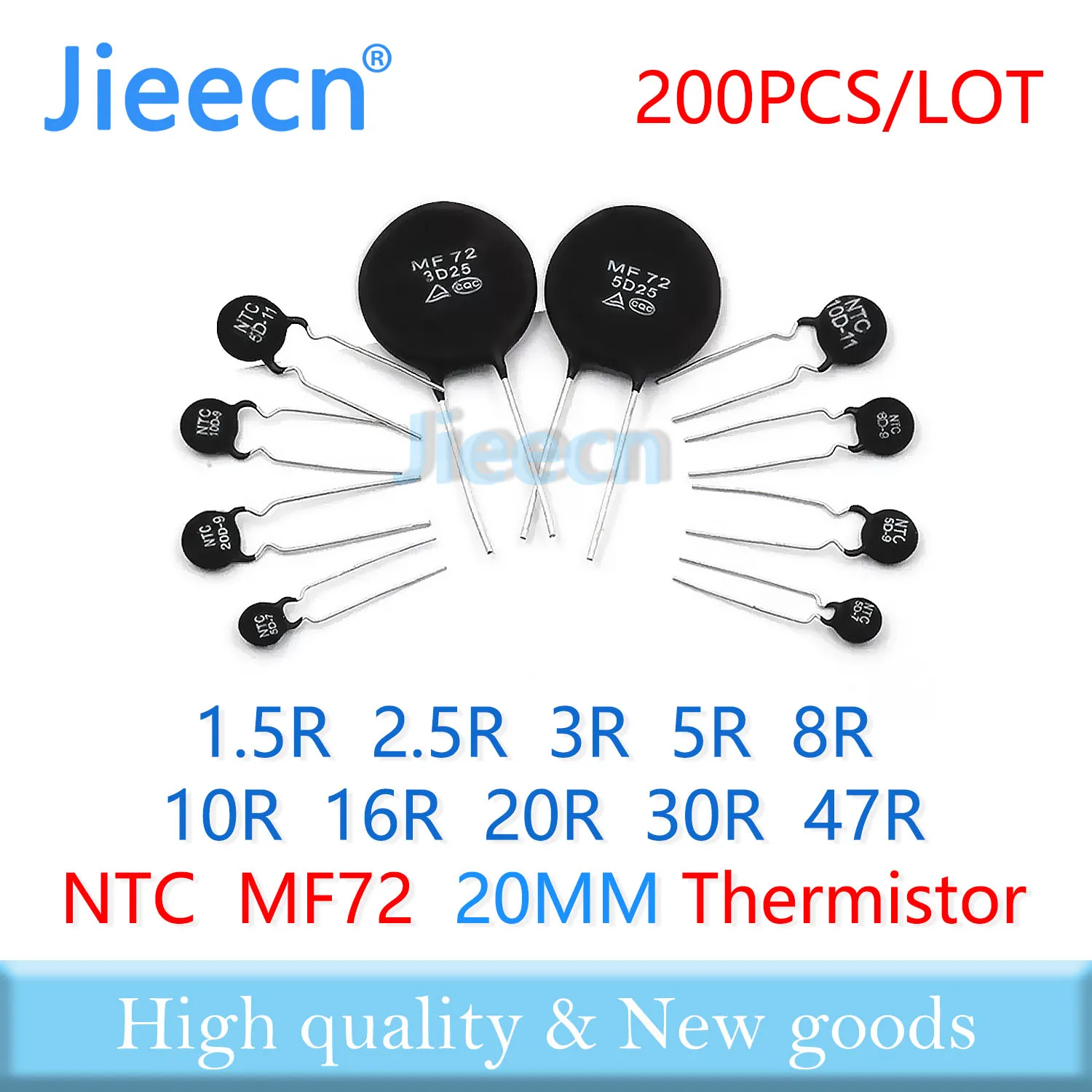 200 шт. MF72 20 мм NTC термистор 3D-20 5D-20 8D-20 10D-20 16D-20 20D-20 30D-20 47D-20 1.5R 2.5R 3R 5R 8R 10R 16R 20R 30R 47R