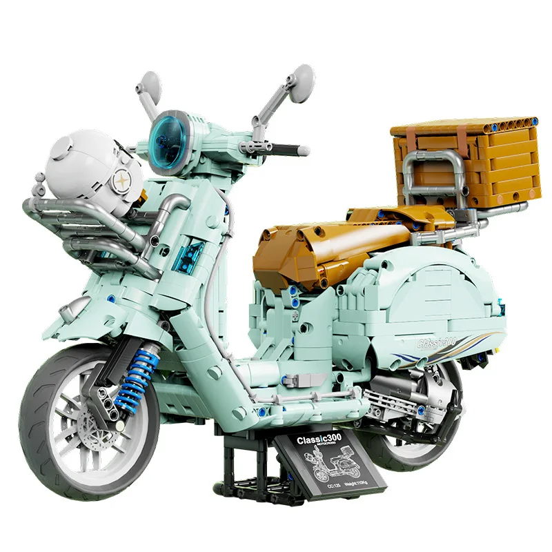 

Городской технический 1828 шт. винтажный Vespas 300 классический мотоцикл, строительные блоки, кирпичи, ретро мотоцикл, автомобиль, игрушки T4025