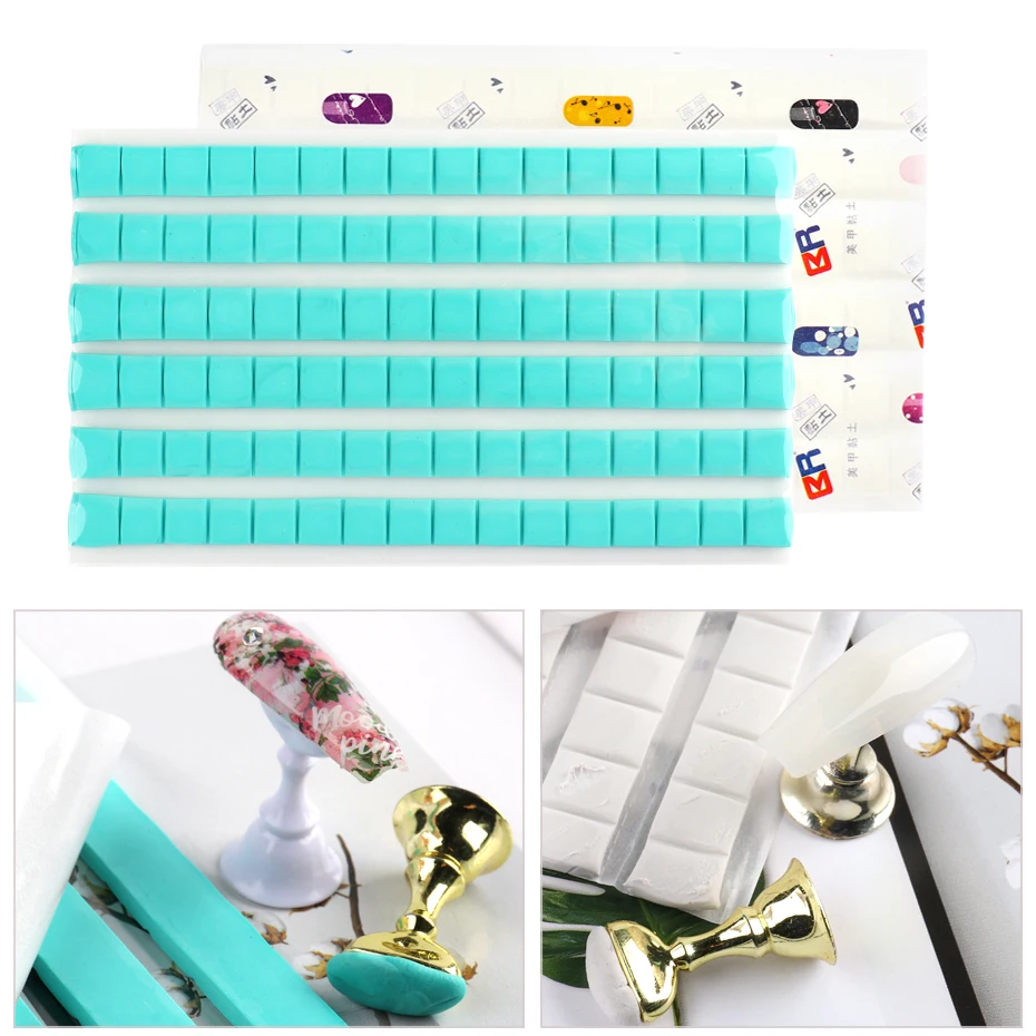 

1 Pack 96pcs Nail Adhesive Glue White Nail Tip Removable Holder Display Stand Clay For Flase Nails Manicure Clay Practice Tools