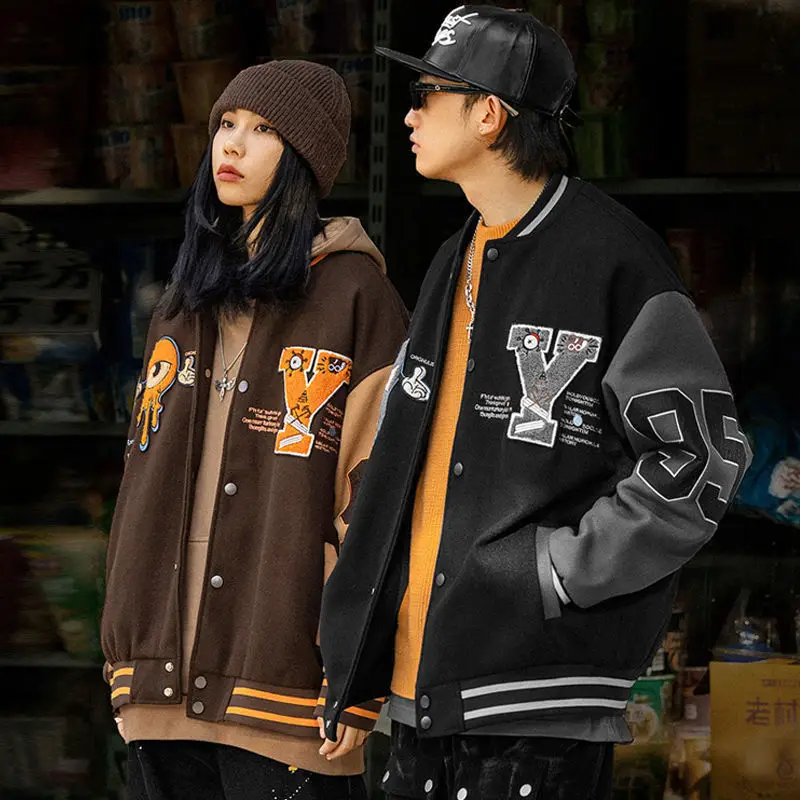 

Jacket Men's and Women's Spring and Autumn Baseball Uniform Jacket Harajuku Style Loose Korean Version High-quality Jacket