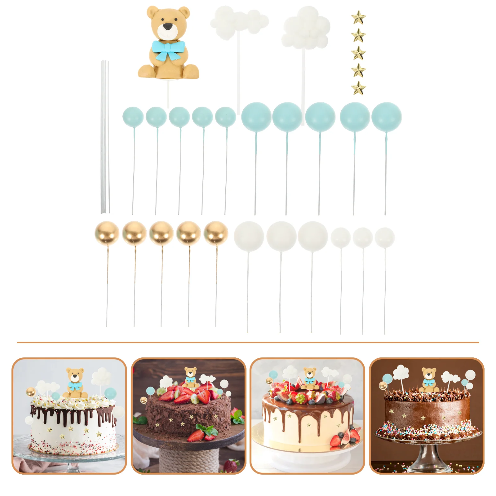 

Cake Row Cute Bear Adornments Wedding Balloons Decorations Cupcake Toppers Miniture Ingredients Baby Shower