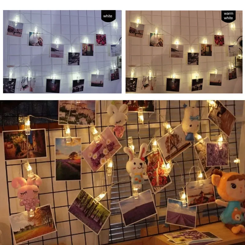 

NEW Card Photo Clip Christmas Garlands 10 20 40 LED Battery Operated Bedroon Livingroom Led String Lights Wedding Valentines Dec