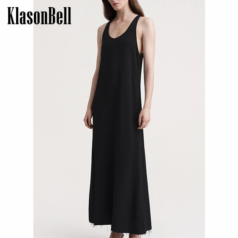 

6.27 KlasonBell Temperament Round Neck Sleeveless Solid Color Tank Dress Women