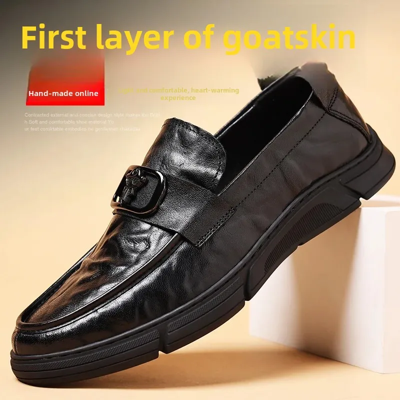 Новинка 2024 Мужская обувь из овечьей шкуры с большой головкой женская