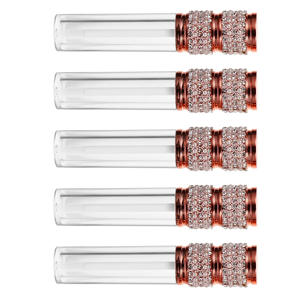 

5Pcs Reusable Lip Gloss Tube Rhinestone Lip Glazes Tube Small Lip Color Bottle