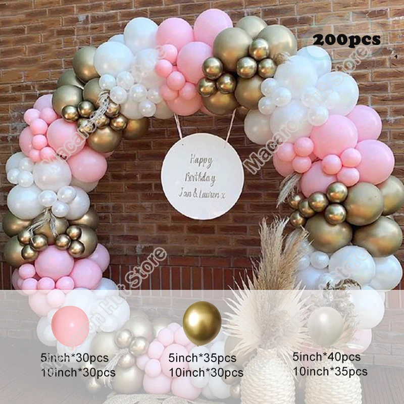 

200 шт., набор розовых воздушных шаров-макарон