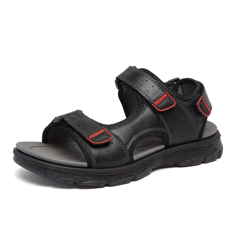Summer Fashion Men's Casual Sports Sandals Outdoor Beach Shoes Wear-Resistant Sole Leather Upper