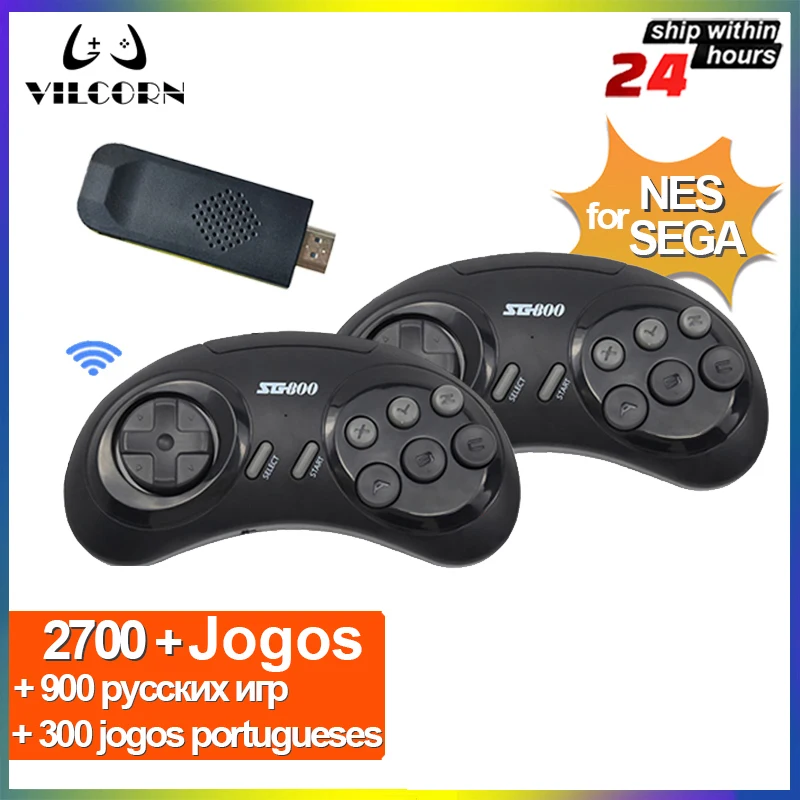 

16-битная Беспроводная консоль VILCORN для SEGA Genesis RU Game Stick HDMI-совместимая ретро-консоль 2700 + Dendy TV Games для MD MEGA Drive 2