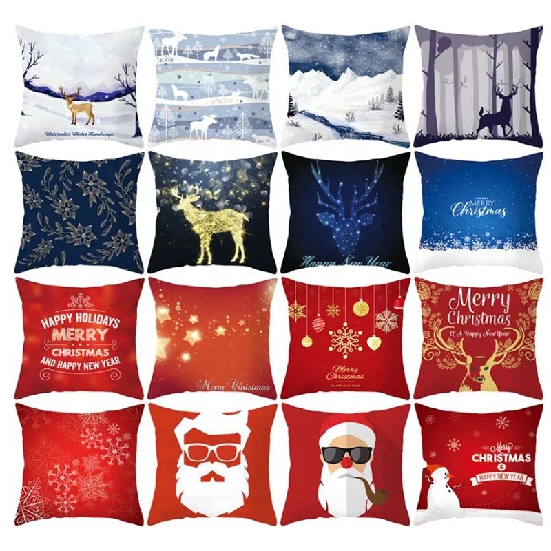 

Лидер продаж, рождественские украшения, чехол из полиэстера для подушки, рождественские украшения для дома, с новым годом