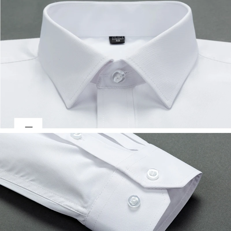Large new autumn and winter white shirt breathable and comfortable solid color men's iron free long sleeve slim business casual