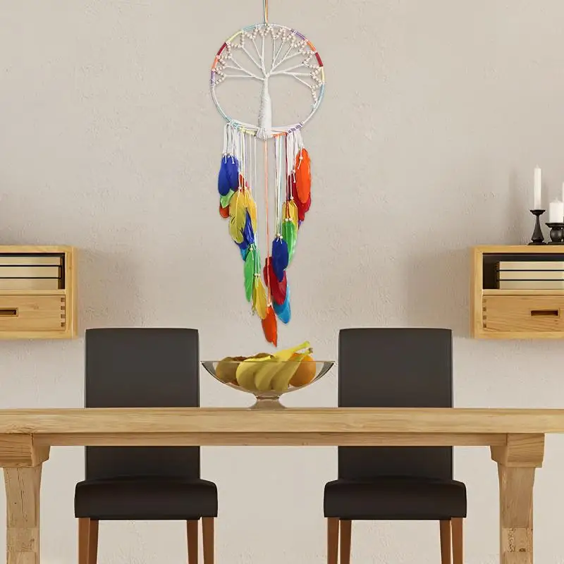 Ловец снов для спальни взрослых красочный тканая круглая сетка девочек декор
