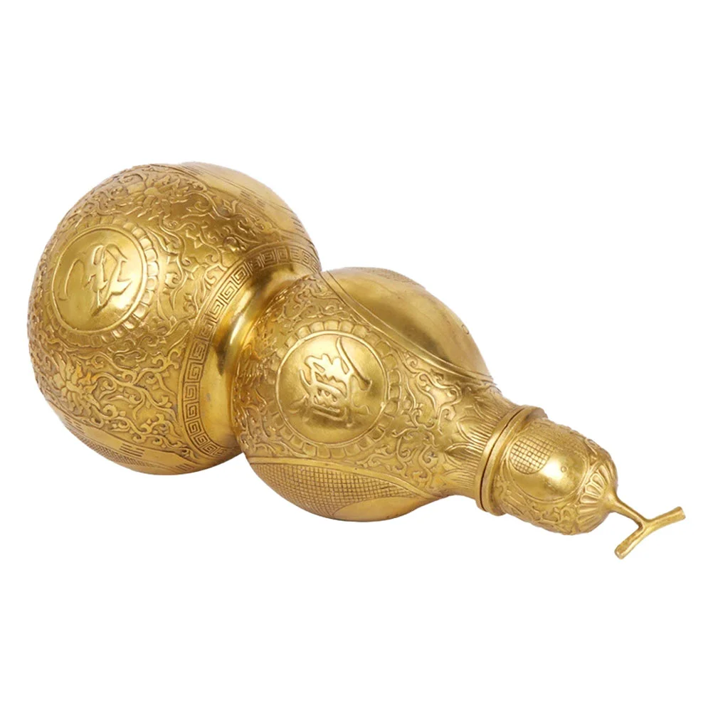 

Gourd Wu Lou Statue Chinese Shui Feng Sculpture Figurine Calabash Decoration Decor Brass Ornament New Year Pendant Wealth