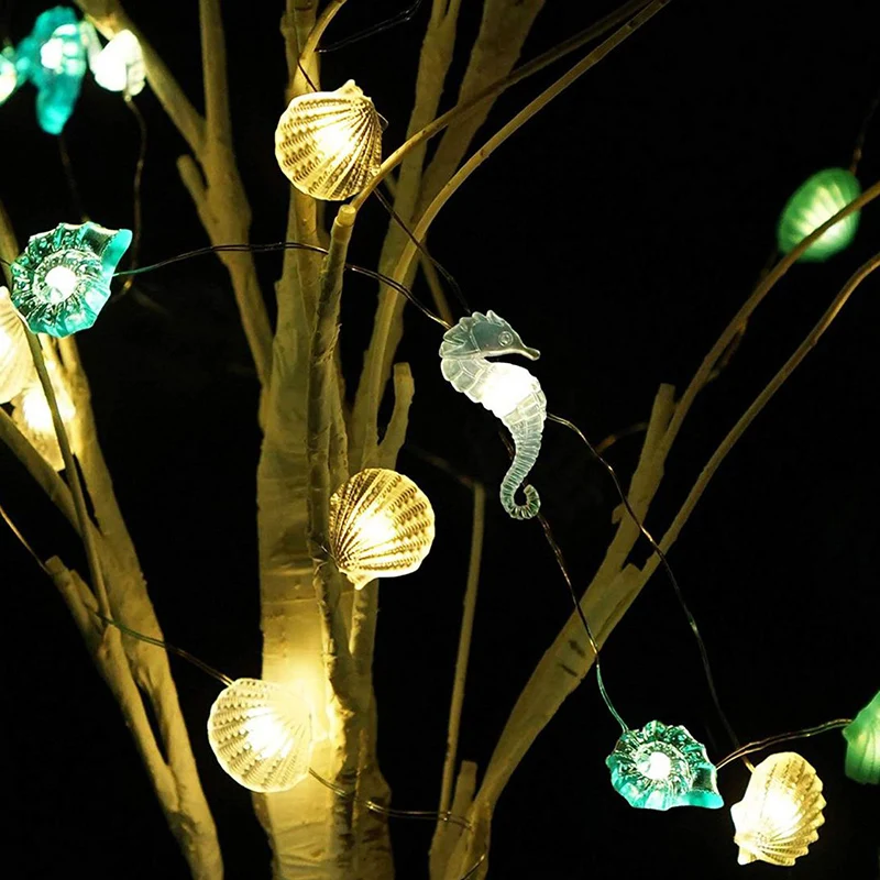 

2M Ocean Theme Party Decoration Led String Lights Sea Animals Starfish Shell String Lamp Mermaid Birthday Party Decor Kids Toy
