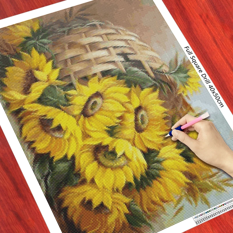 

New 5D Diamond embroidery mosaic Flowers basket vase sunflower DIY Full Diamond painting Home decor rose peony cross stitch X010