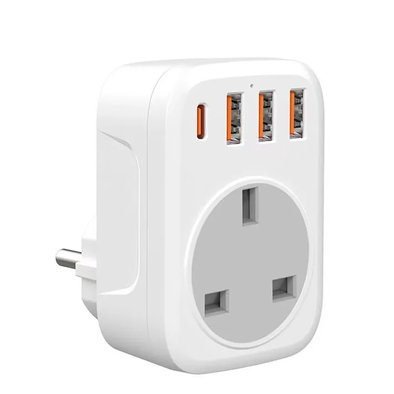 

Multiple Universal Portable Travel Plug Adapter 5-in-1 TypeC Changeover Plug UK to EU Travel Adaptor Plug Charger