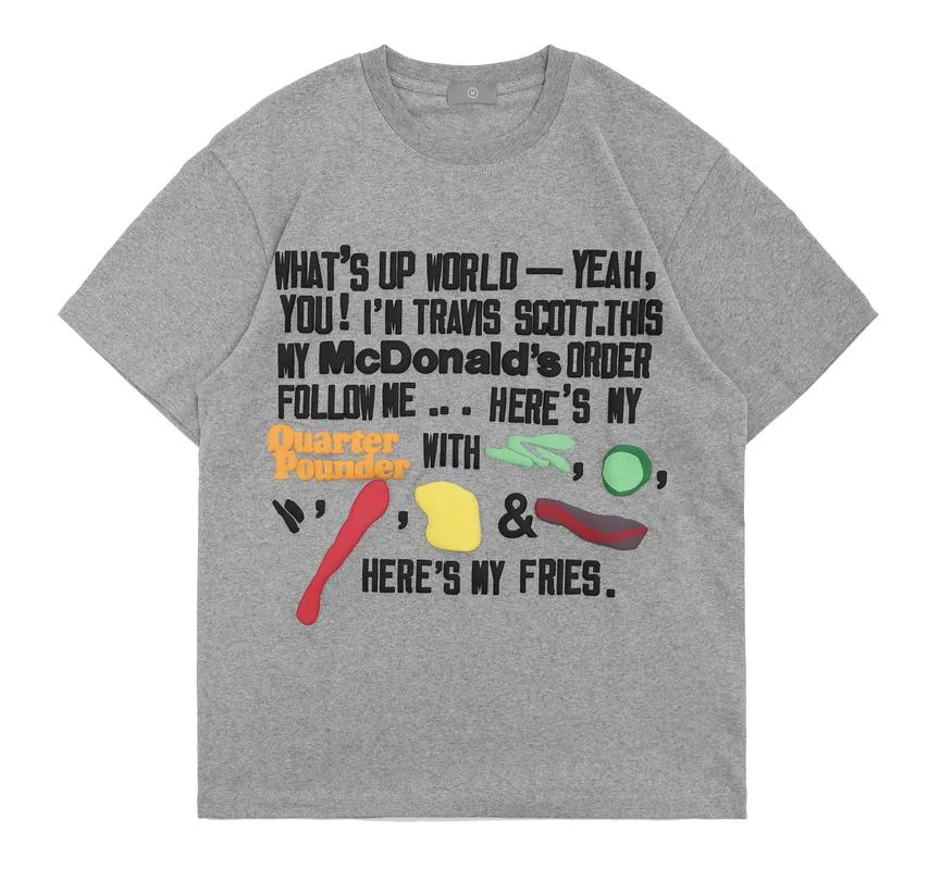 

22SS Character Foam Letter Printing 100% Cotton EU Size Cactus Jack T Shirt Men Women High Street Summer Skateboard Demon Slayer