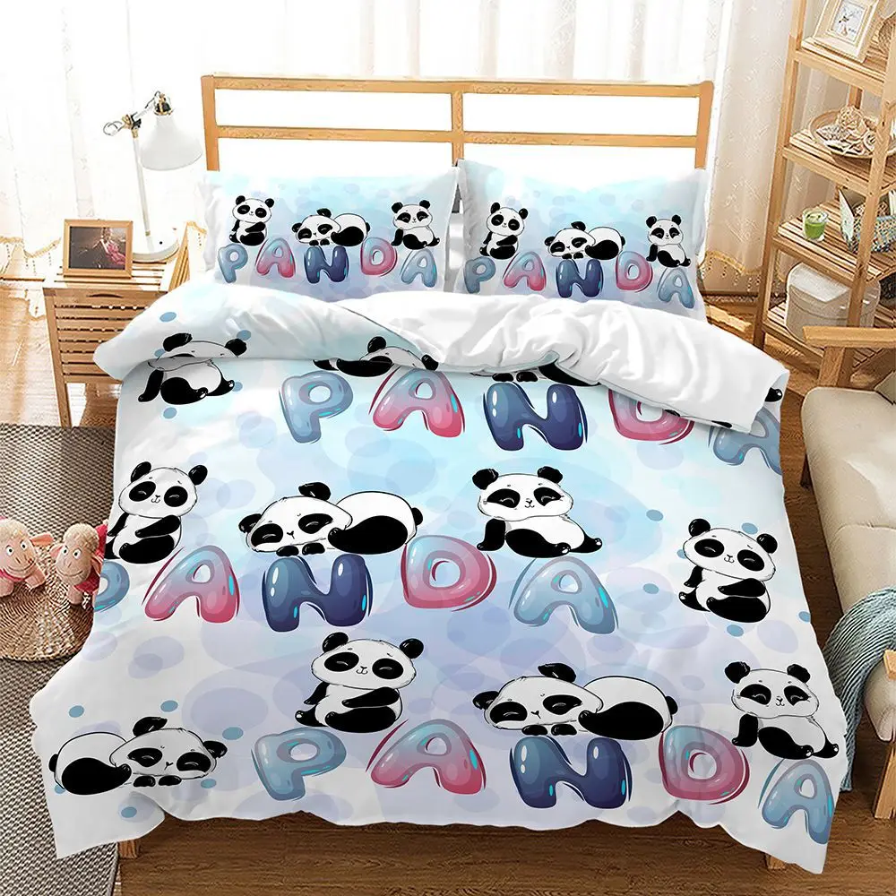 Cartoon Panda 3d Bedding Set Duvet Cover Sets Comforter Bed Linen Twin Queen King Single Size Room Decor Kids Adult Cute Kawaii images - 6