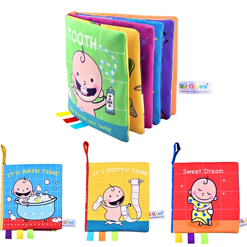 Infant Cloth Book Brush Teeth Bath Potty Baby Book Toys Education Activity Books Kids Cognize Reading Fabric Book Stroller Toy