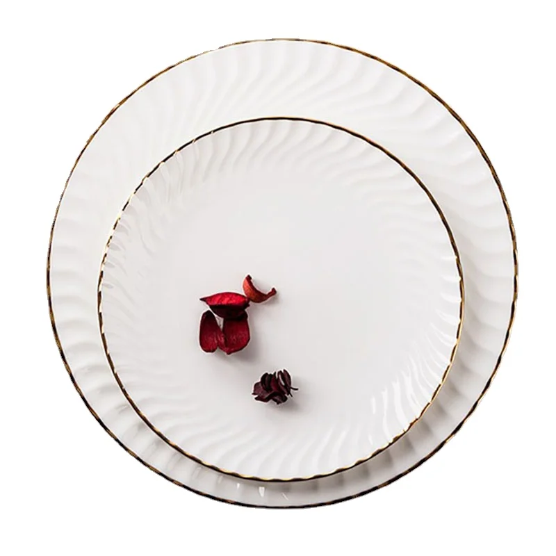 

Dish Set Luxury White Tableware Set Ceramic Dinner Plates Dishes Plates and Bowls Food Plate Salad Soup Bowl White Dinnerware