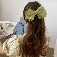 ruoshui woman summer solid pleated bow frence hair clips girls elegant hairpins big bowknot barrettes fashion back head hairgrip