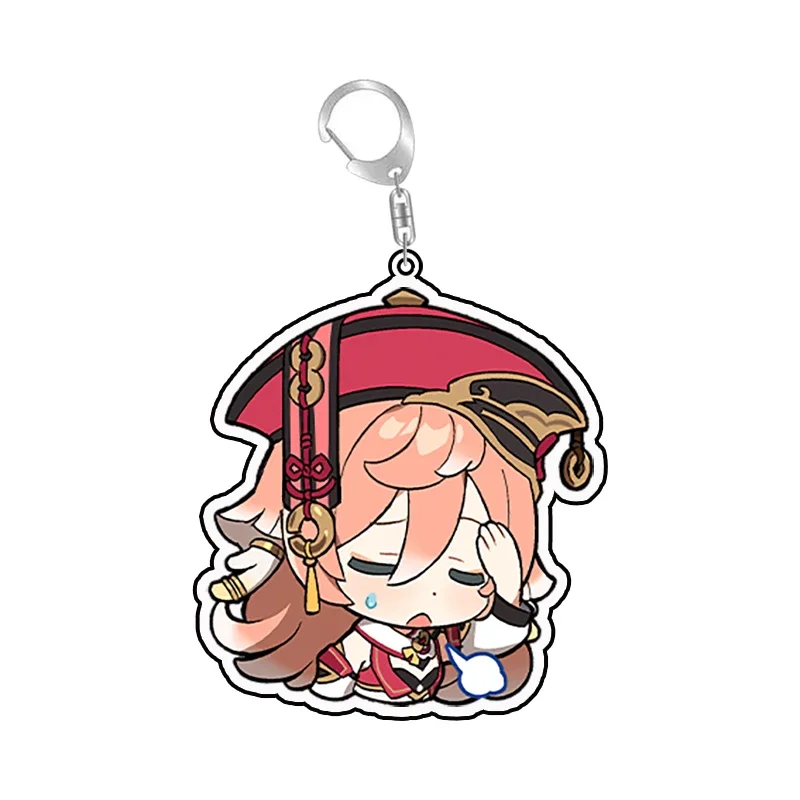 Genshin Impact Figrine милый Kwaii аниме мультфильм акриловый брелок для ключей кольцо