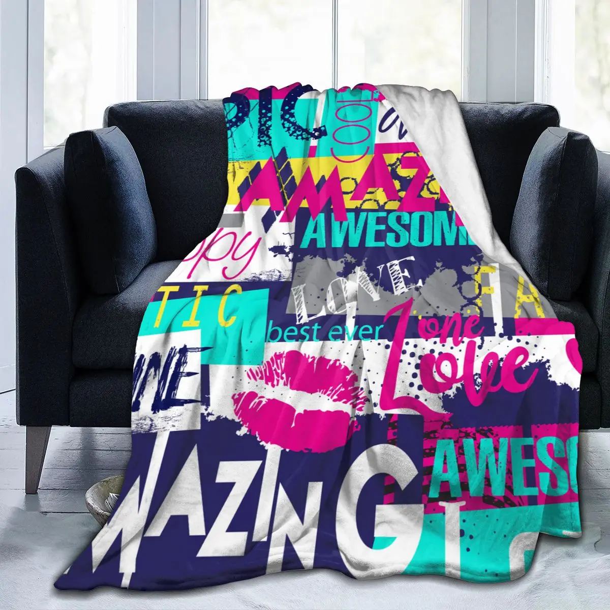 

Flannel Blanket Abstract Slogan And Grunge Elements Soft Thin Fleece Blanket Bedspread Cover for Bed Sofa Home Decor Dropship