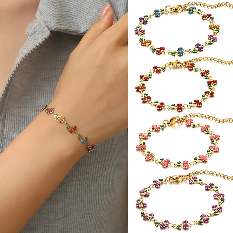 GEMKNIGHT Золотые браслеты с красной вишней