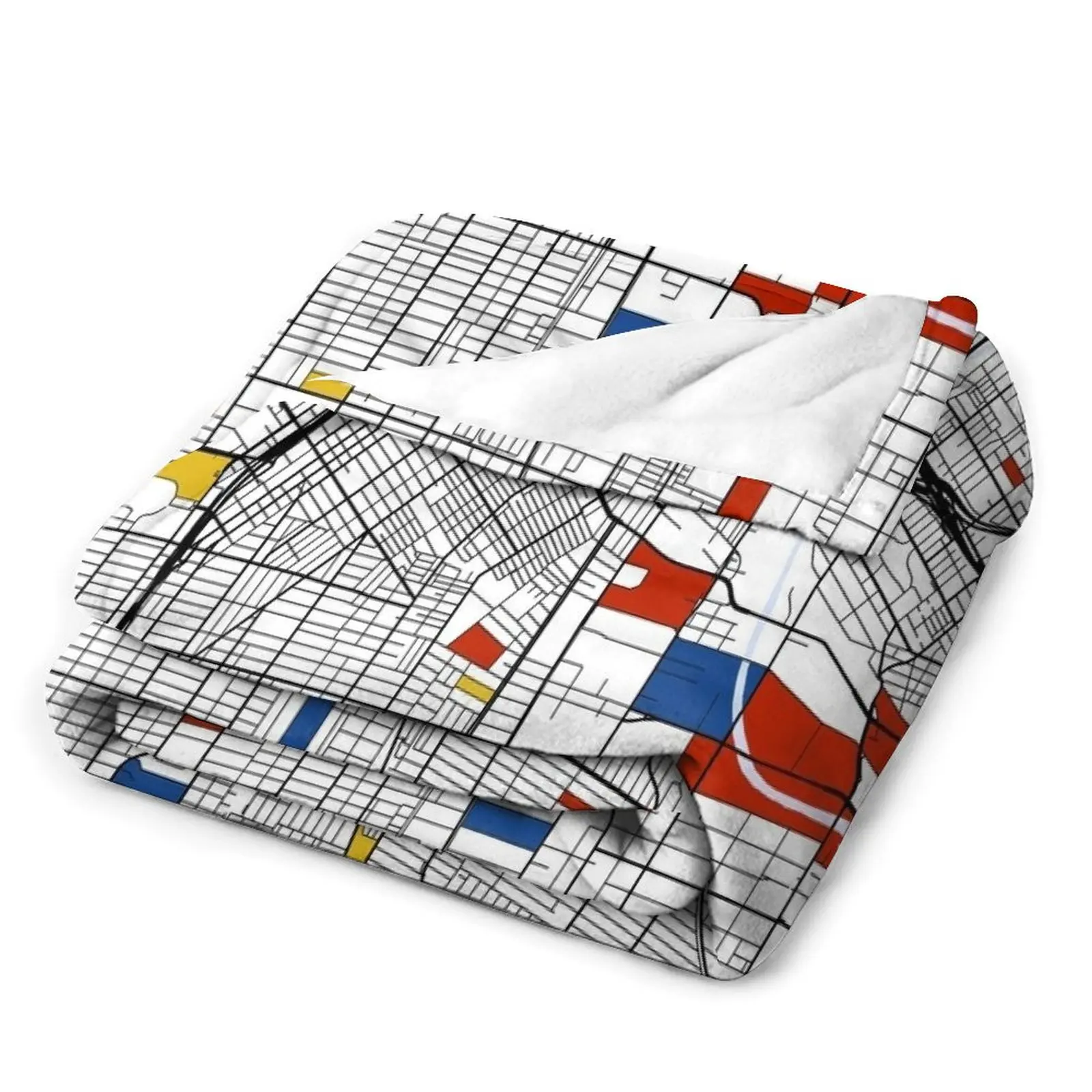 Плед с картой Лос-Анджелеса Mondrian зимнее декоративное одеяло для дивана винтажные