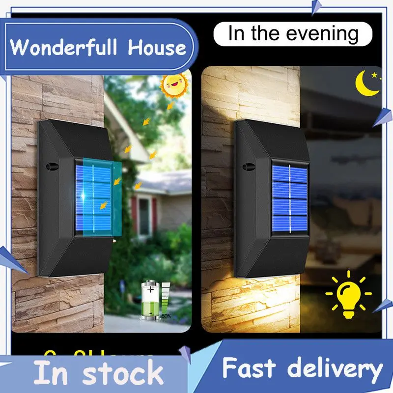 

2Pcs LED Solar Wall Lights Stair Step Lamp Outdoor Waterproof LED Household Solar Power Super Bright Wall Lamp Patio Stair Decor