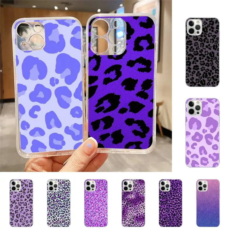 

Purple Leopard Pattern Phone Case For Iphone 7 8 Plus X Xr Xs 11 12 13 Se2020 Mini Mobile Iphones 14 Pro Max Case