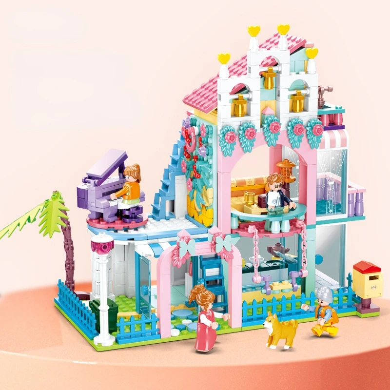 

Princess Dream Girl Villa Castle House Assembled Small Particle Building Blocks Toy Gift