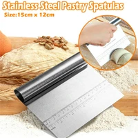 stainless steel dough pastry scraper pizza cutter smoother with measuring scale baking spatulas decoration kitchen tools