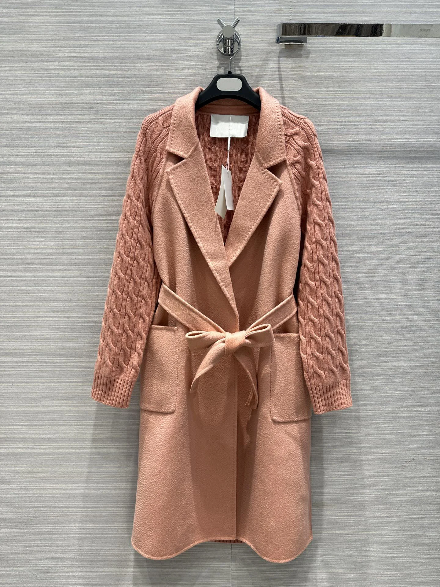 

2023 флисовое вязаное пальто с рукавами, свободная и Повседневная Пряжка belt9.5