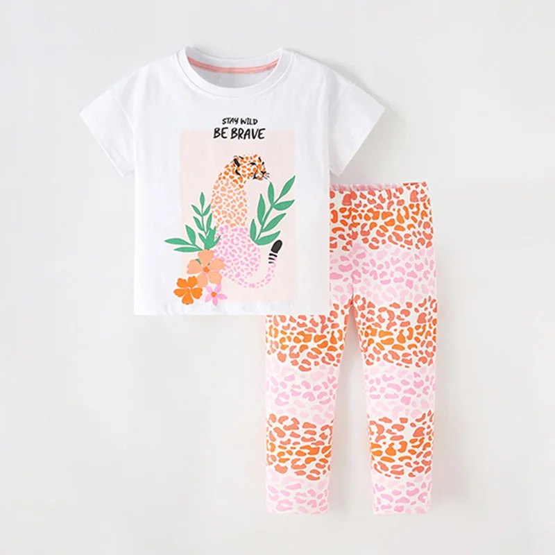 100% хлопковая футболка и леггинсы с клубничкой для девочек штаны детская одежда