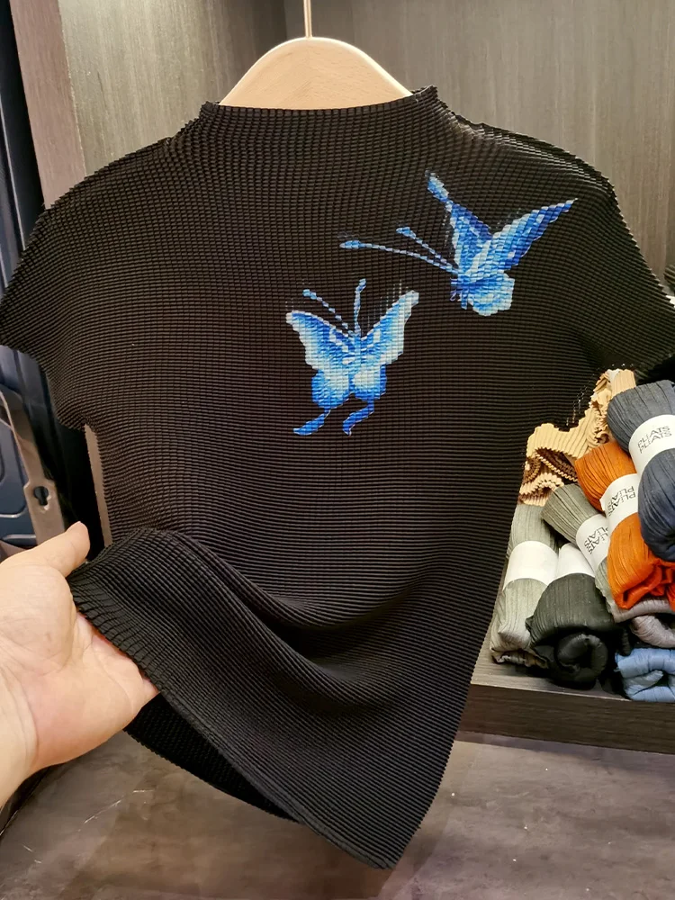 Элегантная плиссированная Футболка с принтом кукурузного зерна коротким