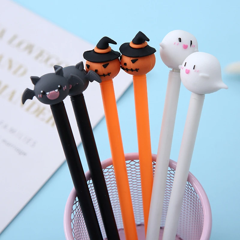 30pcs Japan Cute Kawaii Halloween Pens Funny Pumpkin Ghost Bat Gel Pen Erasable Kids Girls Stationery School Office Kawai Things